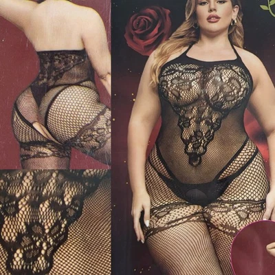 Ouvert Body Stocking Over Size Dessous Teddy Catsuit Damen Reiz Nacht Wäsche neu - Bild 1 von 4