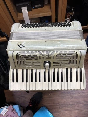 Excelsior Rio Accordion 2/4 reeds 120 bass 17 " keys accordion partially works. - Image 1 of 4