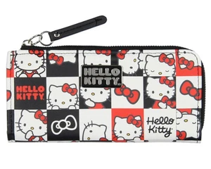 Cartera Sanrio Hello Kitty diseño de personajes a cuadros imitación cuero cremallera completa - Imagen 1 de 4