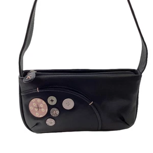 Radley Black Leather Button Motif Underarm Shoulder Mini Handbag - Picture 1 of 6