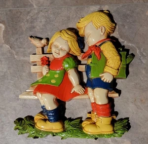 Vintage.  Dart Homco Boy & Girl on a Bench Very Good Color. #7494 1977 Americana - Picture 1 of 2