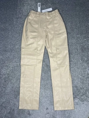 Jonathan Simkhai Russell 素食工装裤女式 4 米色皮革羊毛衬里 — 第 1/4 张图片