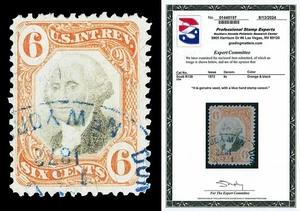 Scott R138 1872 6c Third Issue Revenue Used F-VF Cat $150 with PSE CERT - Picture 1 of 1