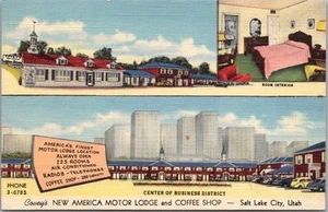 Postal de Salt Lake City, Utah "Covey's New America Motor Lodge" lino Curteich - Imagen 1 de 2