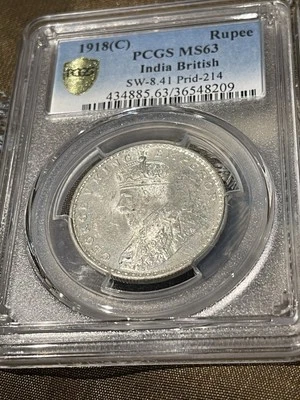 1918C British India Silver One Rupee Coin 💎PCGS MS 63 Great Coin(s)💎 - Image 1 of 4