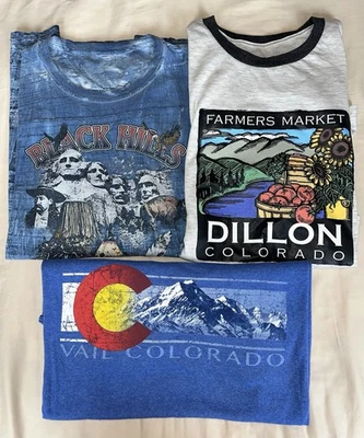 Lot of 3 Colorado T-Shirts – Black Hills Mount Rushmore, Dillon Farmers Market - Image 1 of 4