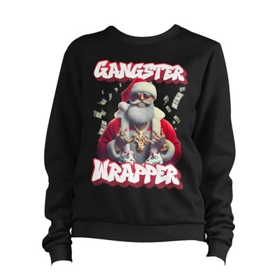 Suéter Envolvente Papá Noel Gángster Feo Navidad Divertido Hip Hop Matón Vida Foto 1 de 4