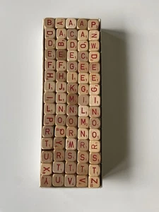 Set of 75 Vintage Scrabble RSVP 3D Game SOLID Wood Letter Cubes Alphabet - Picture 1 of 1