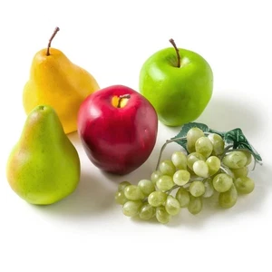 Ashland® Garden Fresh Faux Fruit Bag Of Mixed Fruit Pear Apple Grape Set Of 5 - Picture 1 of 11