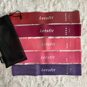 Letsfit Resistance Band Set Instruction Guide and Mesh Bag X-Light to X-Heavy - Picture 1 of 3