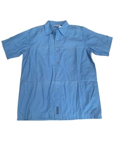 Vintage Quiksilver Shirt Mens Medium Blue Short Sleeve Button Up Y2K Surf NEW - Picture 1 of 9