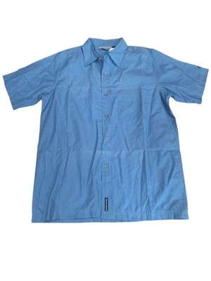 Vintage Quiksilver Shirt Mens Medium Blue Short Sleeve Button Up Y2K Surf NEW - Image 1 of 4