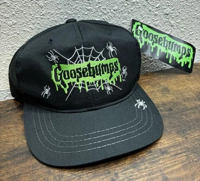VTG 1995 Goosebumps Spiderweb Logo Hat Cap Youth Snapback Black NWT DEADSTOCK - Image 1 of 4