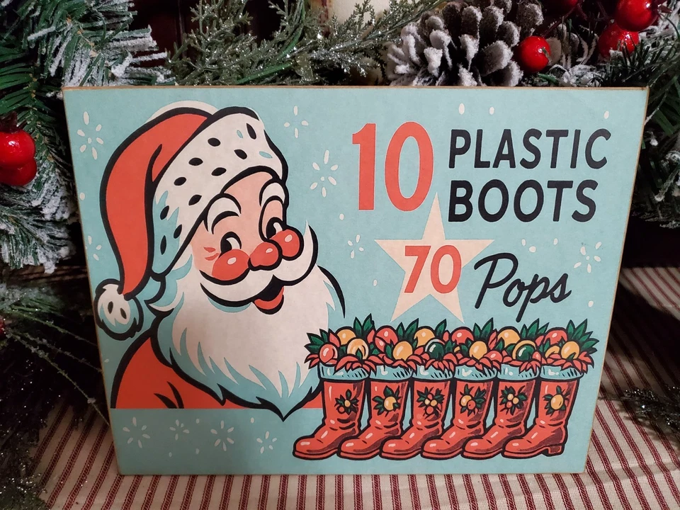 BOTAS DE SANTA DE NAVIDAD ESTILO ROSBRO RETRO VINTAGE SHABBY TIENDA ANTIGUA SIGNO DE CARAMELO Foto 1 de 4