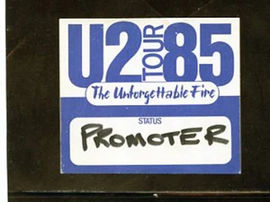U2 The Unforgettable Fire Tour 85 backstage pass Promoter - Picture 1 of 1