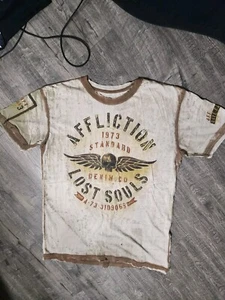Affliction Lost Souls/Live Fast Drip/Stained Grunge Goth Look TShirt SZ XL - Picture 1 of 3