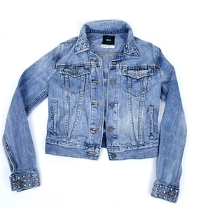 BDG Studded Denim Jacket Womens Size XS Medium Wash Blue Jeans - Picture 1 of 10