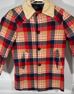 Vintage Pendleton Wolldecke isoliert Western Lammfellkragen kariert Holzfäller N - Bild 1 von 9