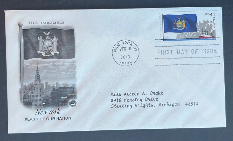 NEW YORK FLAG APR 16 2010 NEW YORK NY ARTCRAFT FIRST DAY COVER (FDC) - Image 1 of 1