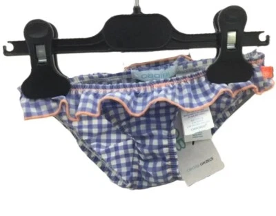 Obaibi   culotte maillot de bain vichy bleu bordé rose  bébé 3 mois - Photo 1/2