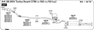 CATALIZZATORE PER AUDI A4 8D2 - 8D5 1.8i 20V Turbo/Avant 1781 cc 150 cv 110 kw A - Imagen 1 de 1