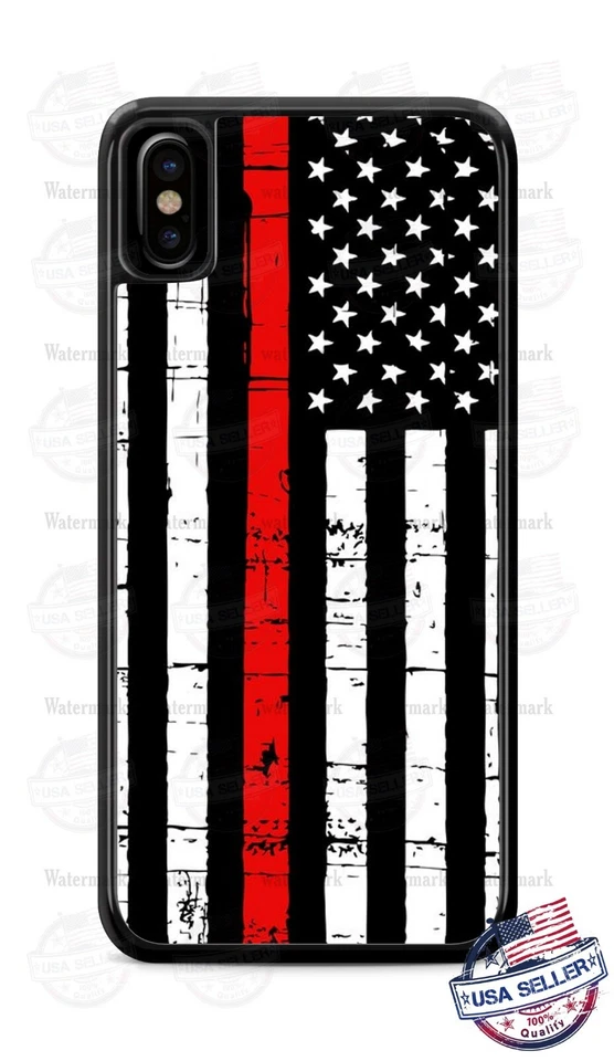 Thin Red Line Distressed American Flag Phone Case Cover For iPhone Samsung LG  - Image 1 of 4