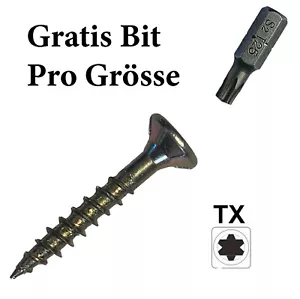 Spanplattenschrauben inkl Bit Holzschrauben 3x12 bis 6x200 Senkkopf - Bild 1 von 27