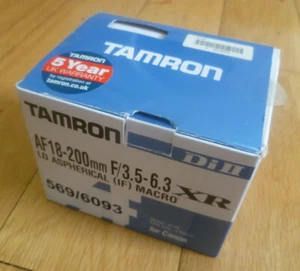 TAMRON 18-200mm AF3.5-6.3 MACRO ZOOM CANON FIT *BOX & INSTRUCTIONS ONLY NO LENS* - Picture 1 of 12