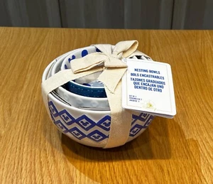 Disney Parks Homestead Blue Mickey Icons 3 Nesting Bowls Set - BNIB (RRP-£36) - Picture 1 of 4