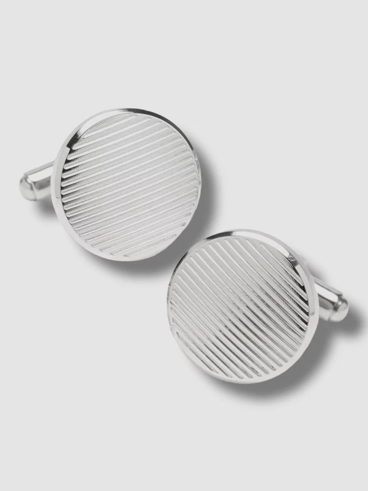 $95 Ox & Bull Men's Silver Stainless Steel Line Cufflinks - Image 1 of 1