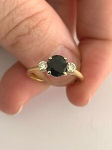 18ct gold diamond natural sapphire ring, vintage 