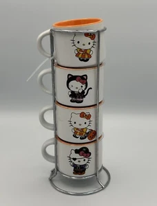 Silver Buffalo Sanrio Hello Kitty Halloween Themed 4pc Ceramic 3oz Espresso Set - Picture 1 of 6