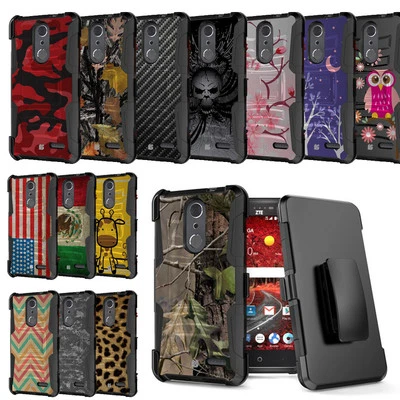 Estuche de doble capa con soporte + clip para funda para ZTE Grand X 4 Blade Spark ZMax One Foto 1 de 4