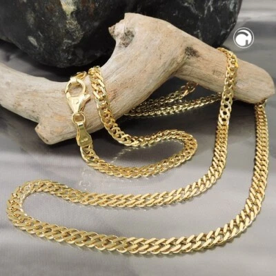 Zwillingspanzerkette 585 echt Gold Gelbgold diamantiert 50 cm Halskette massiv - Bild 1 von 2