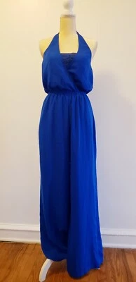 NWOT Authentic XOXO Blue Halter Jumpsuit Size Medium - Image 1 of 4