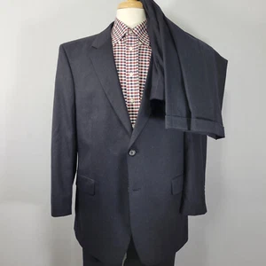 JOS A BANK Men's 2PC Suit Deep Navy Twill Wool Cashmere 48R / Pants size 41x28" - Picture 1 of 17