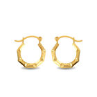 14K Yellow Gold Textured Octagon Reversible Hoop Earrings (0.50")