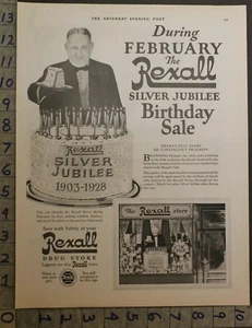 1928 REXAL DROGUERÍA CUMPLEAÑOS JUBILEO DE PLATA 1903 FARMACIA NACIMIENTO AD 28470 - Imagen 1 de 1
