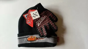 Cars Hat Glove Set 2pc Boys Cold Weather Knit Black Cuffed McQueen New - Picture 1 of 2