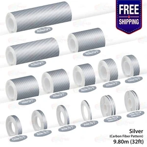 CARBON FIBER SILVER PIN STRIPE Car Model Motorcycle Adhesive TAPE Vinyl Sticker - Picture 1 of 27