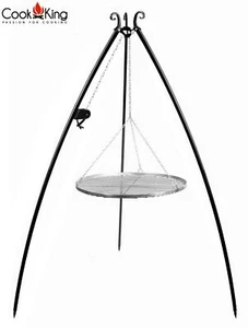 Parrilla giratoria con manivela H 200 cm con parrilla Ø 80 cm de acero inoxidable tres patas - Imagen 1 de 7