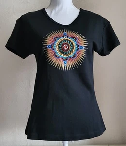 BNWOT Gorgeous Butler and Wilson Black Embellished T-shirt Size M - Picture 1 of 9