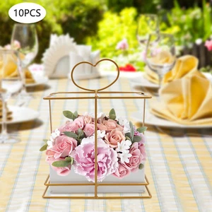 10 Stück Gold Vasen für Mittelstücke Hochzeit Party Dekoration Herzstück Tisch Neu - Bild 1 von 15