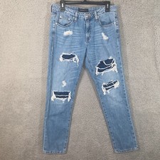Aeropostale Jeans Womens 6 Regular Fit Blue Light Wash Boyfriend Distressed