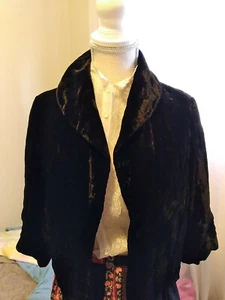 Vtg 50s MCM Velvet Crop Jacket SZ Small Hong Kong - Picture 1 of 8