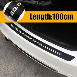 Black Carbon Fiber 4D Car Rear Trunk Bumper Guard Sticker Decal Accessories - Picture 1 of 13