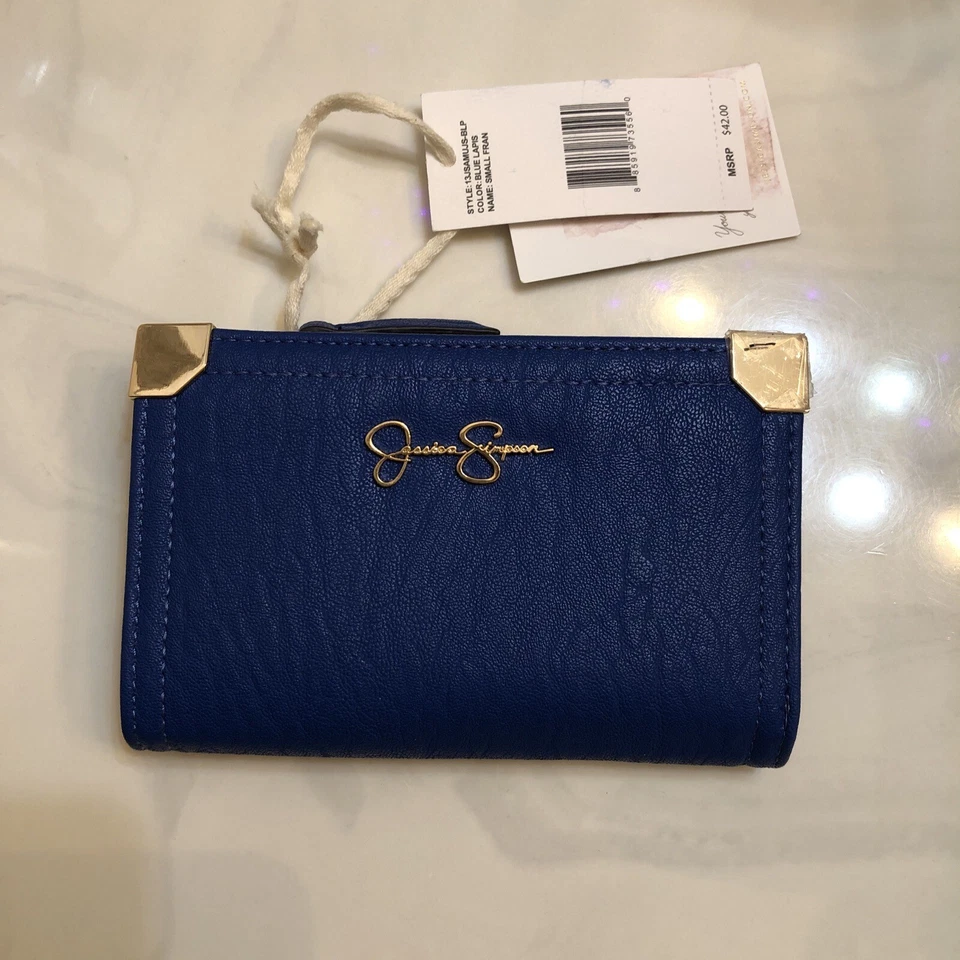 Cartera Jessica Simpson Pequeña Fran Divisor Central Color Azul Lapislázuli Nueva con Etiquetas Foto 1 de 4