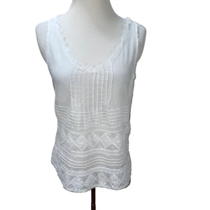 Calypso St. Barth Embroidered Applique White Cotton Sleeveless Top Size S - Picture 1 of 11