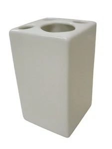 (22918) VASO BAÑO CEPILLOS DE DIENTES CUADRADO MING PORCELANA BLANCO - Foto 1 di 7
