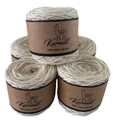 Alpaca Wool Skeins 100% Baby Alpaca Yarn DK Weight Lot of 5 Skeins White W100 - Image 1 of 4